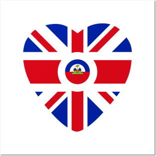 British Haitian Multinational Patriot Flag Series (Heart) Posters and Art